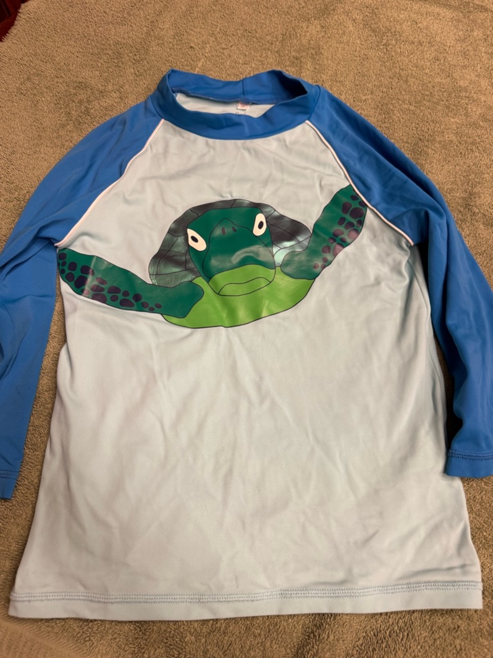 Boden Blue and Green Sea Turtle Kids Rashguard